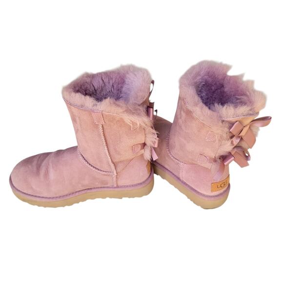 UGG Women’s Size 5 Mini Bailey Bow II Elderberry Comfort Boots Sheep Skin - Picture 8 of 14
